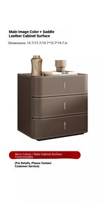 Stylish Bedside Cupboard with Ceramic Sintered Stone and Solid Wood - 3 Drawer Nightstand in Synthetic Leather Finish hxy-5166