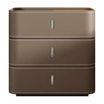 Stylish Bedside Cupboard with Ceramic Sintered Stone and Solid Wood - 3 Drawer Nightstand in Synthetic Leather Finish hxy-5166