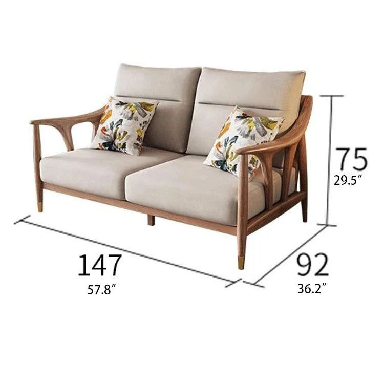Stylish Ash Wood Sofa with Faux Leather Upholstery – Modern Comfort and Elegance for Your Living Room hyc-3113
