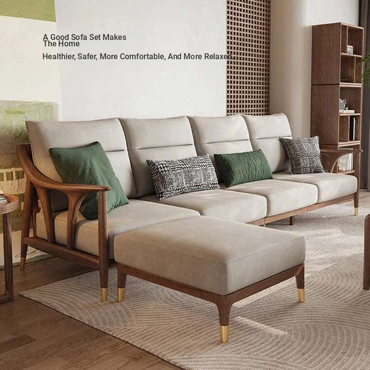 Stylish Ash Wood Sofa with Faux Leather Upholstery – Modern Comfort and Elegance for Your Living Room hyc-3113