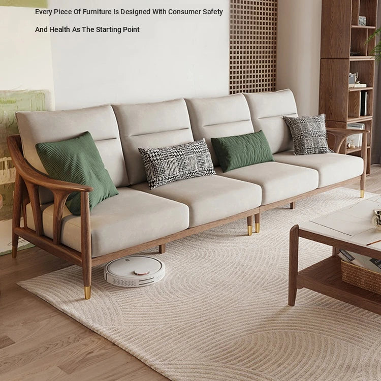Stylish Ash Wood Sofa with Faux Leather Upholstery – Modern Comfort and Elegance for Your Living Room hyc-3113