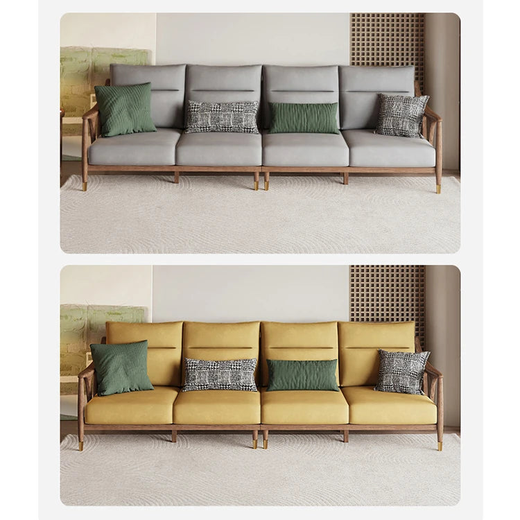 Stylish Ash Wood Sofa with Faux Leather Upholstery – Modern Comfort and Elegance for Your Living Room hyc-3113
