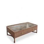 Stylish Ash Wood Coffee Table with Sintered Stone Top and Storage Drawers - Modern Living Room Furniture hyc-3116