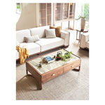 Stylish Ash Wood Coffee Table with Sintered Stone Top and Storage Drawers - Modern Living Room Furniture hyc-3116
