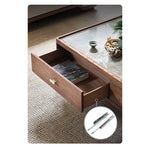 Stylish Ash Wood Coffee Table with Sintered Stone Top and Storage Drawers - Modern Living Room Furniture hyc-3116