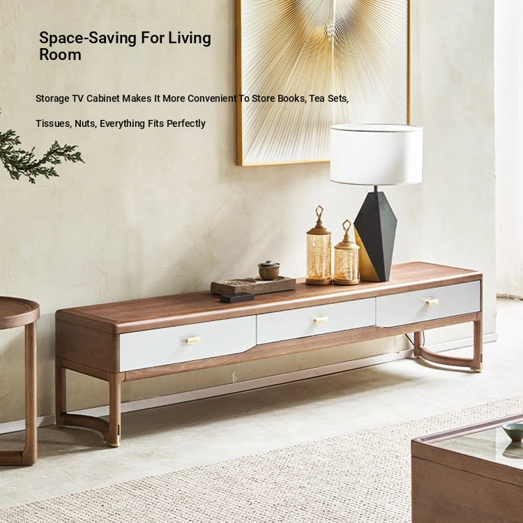 Stylish Ash Wood TV Cabinet with Storage Drawers - Modern Living Room Furniture hyc-3117