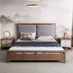 Elegant Ash Wood Nightstand with Dual Drawers and Gold Accents – Modern Bedroom Storage Solution hyc-3119