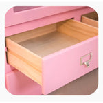 Stylish Pink Solid Wood Cabinet with Tempered Glass Display Shelves hyj-2298