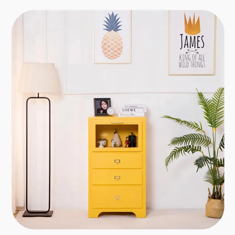 Stylish Pink Solid Wood Cabinet with Tempered Glass Display Shelves hyj-2298