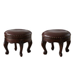 Luxury Solid Wood & PU Leather Stool - Elegance for Your Living Space hyjyj-4269