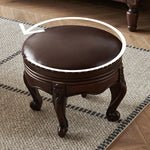 Luxury Solid Wood & PU Leather Stool - Elegance for Your Living Space hyjyj-4269