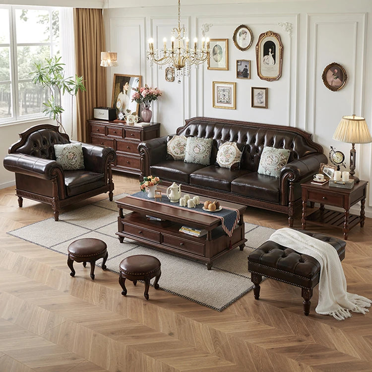 Luxury Solid Wood & PU Leather Stool - Elegance for Your Living Space hyjyj-4269