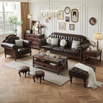 Luxury Solid Wood & PU Leather Stool - Elegance for Your Living Space hyjyj-4269