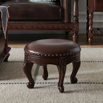 Luxury Solid Wood & PU Leather Stool - Elegance for Your Living Space hyjyj-4269
