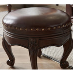 Luxury Solid Wood & PU Leather Stool - Elegance for Your Living Space hyjyj-4269
