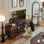 Elegant Solid Wood TV Cabinet with Glass Doors - Stylish Living Room Storage Solution hyjyj-4278