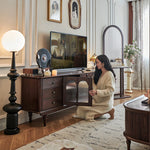 Elegant Solid Wood TV Cabinet with Glass Doors - Stylish Living Room Storage Solution hyjyj-4278