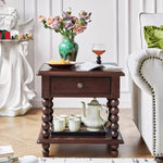 Solid Wood Tea Table with Drawer - Elegant and Functional Design for Any Living Space hyjyj-4281