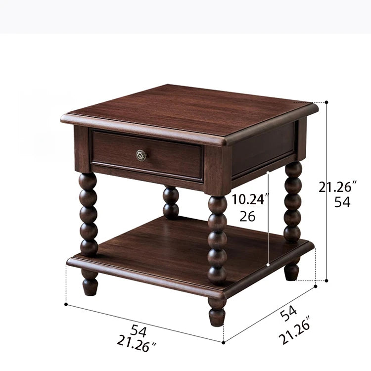 Solid Wood Tea Table with Drawer - Elegant and Functional Design for Any Living Space hyjyj-4281