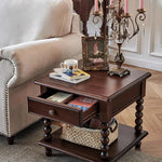 Solid Wood Tea Table with Drawer - Elegant and Functional Design for Any Living Space hyjyj-4281