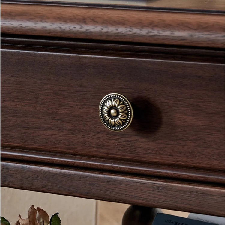 Solid Wood Tea Table with Drawer - Elegant and Functional Design for Any Living Space hyjyj-4281