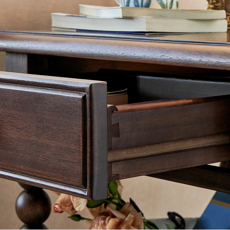 Solid Wood Tea Table with Drawer - Elegant and Functional Design for Any Living Space hyjyj-4281