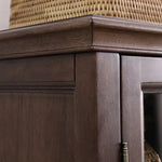 Elegant Solid Wood & Tempered Glass Cabinet for Stylish Living Rooms hyjyj-4289