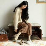 Elegant Solid Wood Cowhide Leather Stool – Perfect for Sophisticated Interiors hyjyj-4293