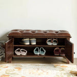 Elegant Solid Wood Cowhide Leather Stool – Perfect for Sophisticated Interiors hyjyj-4293