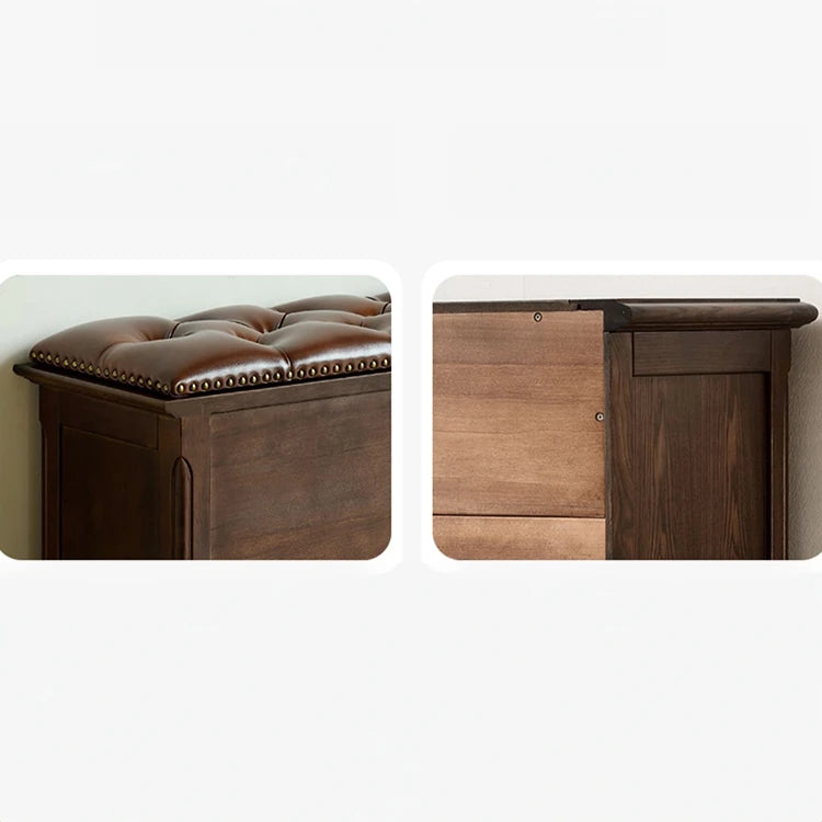 Elegant Solid Wood Cowhide Leather Stool – Perfect for Sophisticated Interiors hyjyj-4293