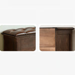 Elegant Solid Wood Cowhide Leather Stool – Perfect for Sophisticated Interiors hyjyj-4293