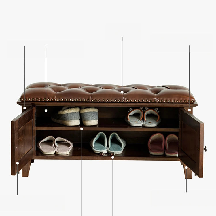 Elegant Solid Wood Cowhide Leather Stool – Perfect for Sophisticated Interiors hyjyj-4293