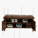 Elegant Solid Wood Cowhide Leather Stool – Perfect for Sophisticated Interiors hyjyj-4293