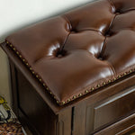 Elegant Solid Wood Cowhide Leather Stool – Perfect for Sophisticated Interiors hyjyj-4293