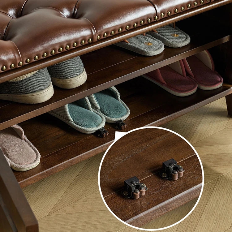 Elegant Solid Wood Cowhide Leather Stool – Perfect for Sophisticated Interiors hyjyj-4293