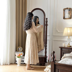 Elegant Solid Wood Mirror with Glass Frame - Perfect for Classic Interiors hyjyj-4295
