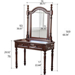 Modern Cherry Wood & Metal Makeup Table with Ceramic Top – Heat, Scratch, and Water Resistant, Rounded Corners for Safety hyjyj-4298