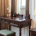 Modern Cherry Wood & Metal Makeup Table with Ceramic Top – Heat, Scratch, and Water Resistant, Rounded Corners for Safety hyjyj-4298