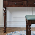 Modern Cherry Wood & Metal Makeup Table with Ceramic Top – Heat, Scratch, and Water Resistant, Rounded Corners for Safety hyjyj-4298