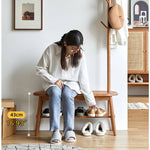 Handcrafted Bar Stool in Rich Natural Brown and Cherry Wood Finish - Black Walnut Accents hykmq-742