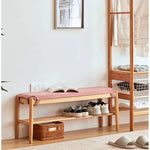 Handcrafted Green Stool in Natural Wood with Cotton Linen Upholstery - Multiple Color Options Available hykmq-744