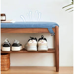 Handcrafted Green Stool in Natural Wood with Cotton Linen Upholstery - Multiple Color Options Available hykmq-744