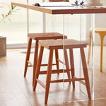 Premium Wooden Stool - Natural Brown Cherry & Black Walnut Finish hykmq-747