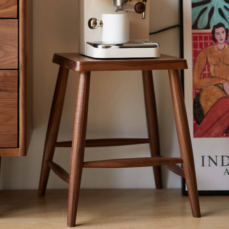 Premium Wooden Stool - Natural Brown Cherry & Black Walnut Finish hykmq-747