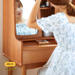 Elegant Cherry Wood Makeup Table with Copper Accents & Glass Top hykmq-752