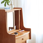 Elegant Cherry Wood Makeup Table with Copper Accents & Glass Top hykmq-752