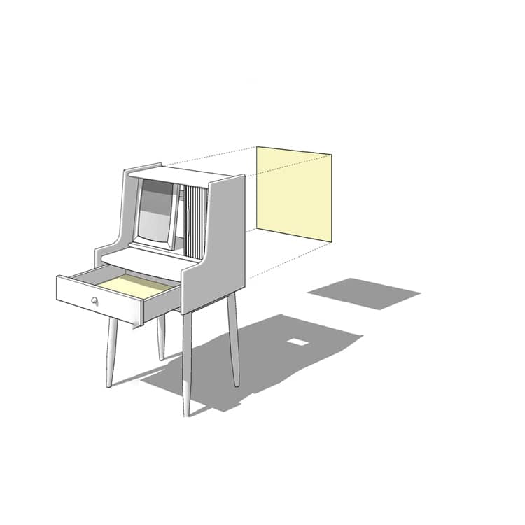 Elegant Cherry Wood Makeup Table with Copper Accents & Glass Top hykmq-752