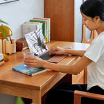 Elegant Brown Natural Wood Table - Black Walnut & Cherry Wood Finish hykmq-753