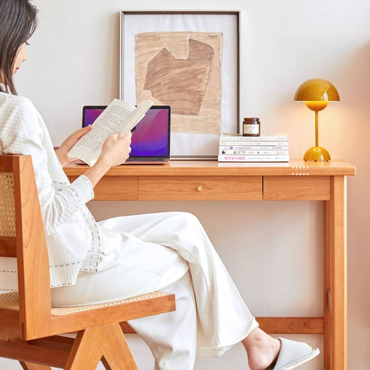 Elegant Brown Natural Wood Table - Black Walnut & Cherry Wood Finish hykmq-753