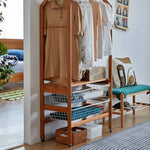 Luxurious Natural Cherry Wood & Metal Coat Hanger with Elegant Rattan and Nylon Options hykmq-765